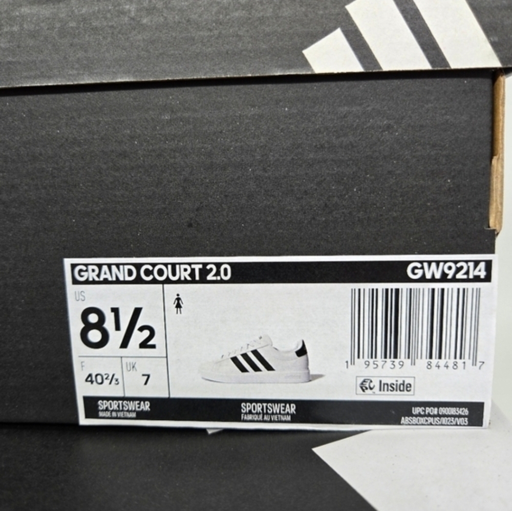 adidas Grand Court Cloudfoam Lifestyle Court Comfort White Black Shoes Size 8.5 - Picture 8 of 8